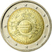 Itália, 2 Euro, 10 ans de l'Euro, 2012, AU(55-58), Bimetálico, KM:350