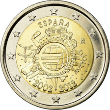 Spain, 2 Euro, 10 ans de l'Euro, 2012, AU(55-58), Bi-Metallic