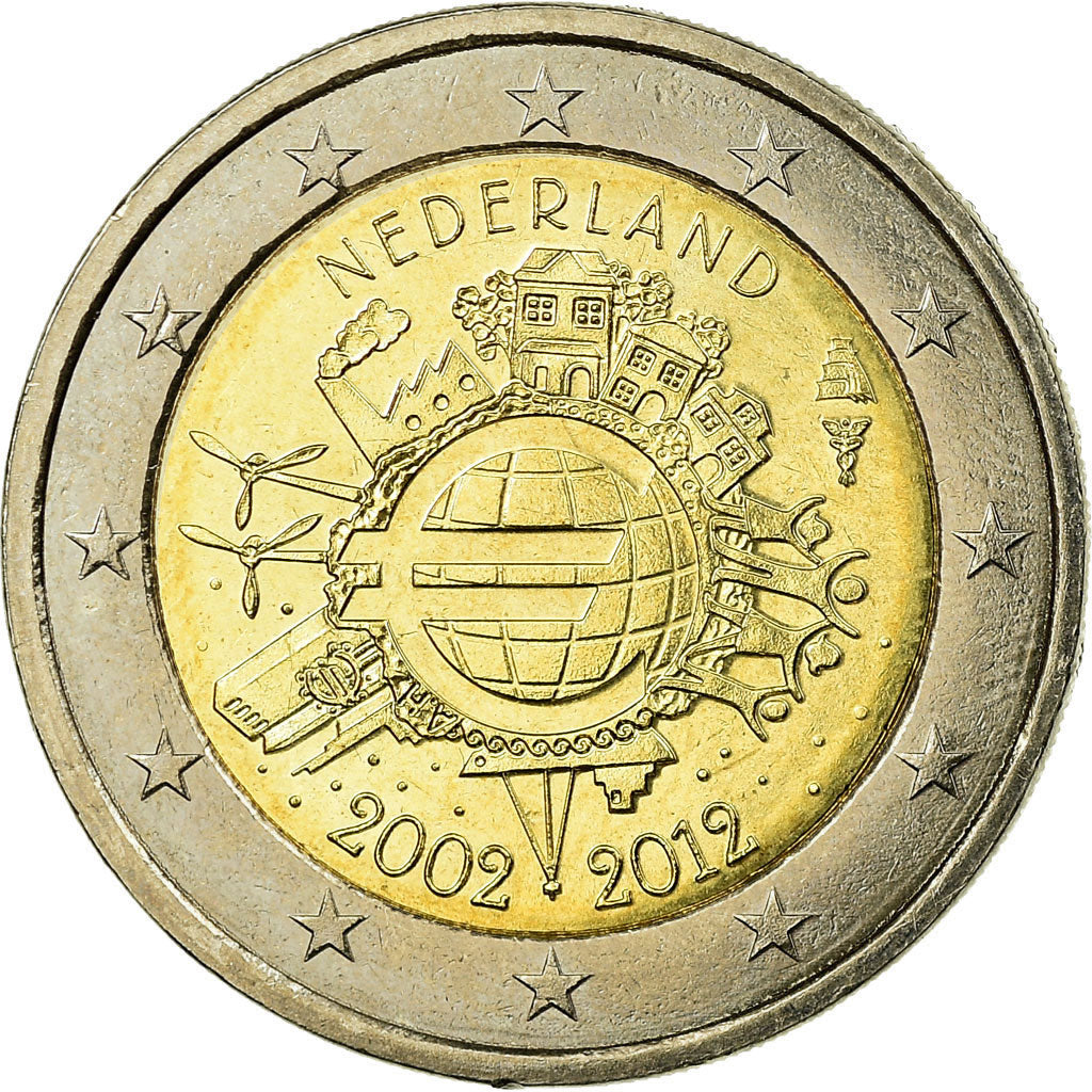 Netherlands, 2 Euro, 10 ans de l'Euro, 2012, AU(55-58), Bi-Metallic, KM:308