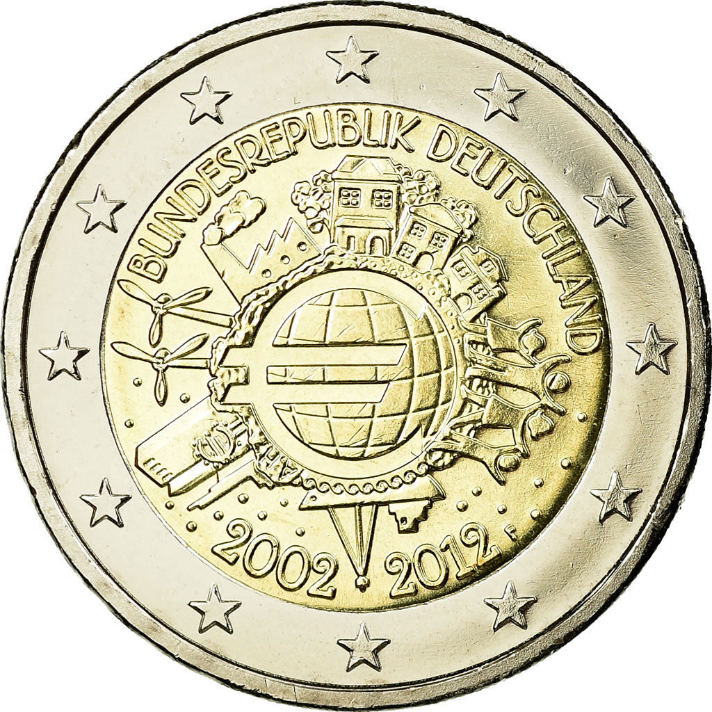 ALEMANIA - REPÚBLICA FEDERAL, 2 Euro, 10 ans de l'Euro, 2012, EBC, Bimetálico