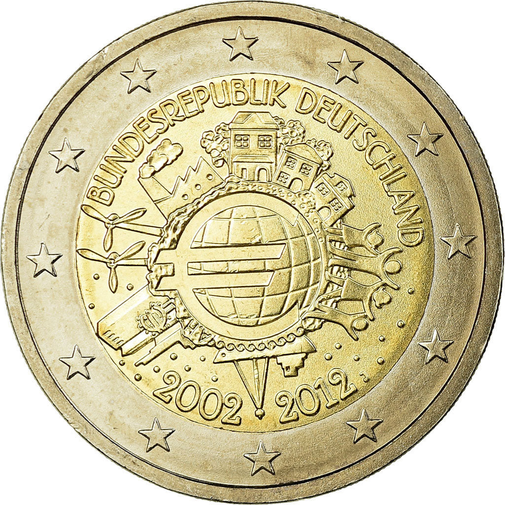 Bundesrepublik Deutschland, 2 Euro, 10 ans de l'Euro, 2012, VZ, Bi-Metallic