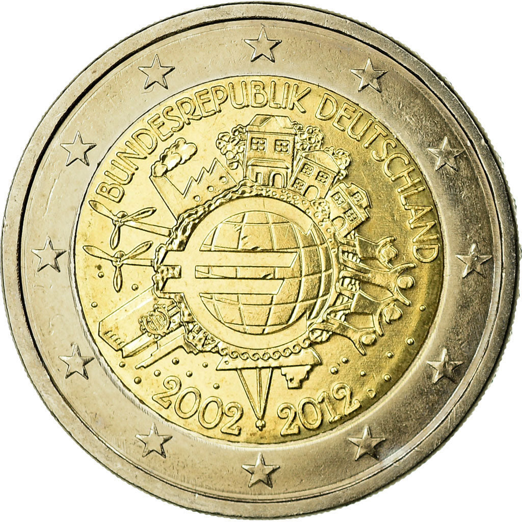 GERMANY - FEDERAL REPUBLIC, 2 Euro, 10 ans de l'Euro, 2012, AU(55-58)