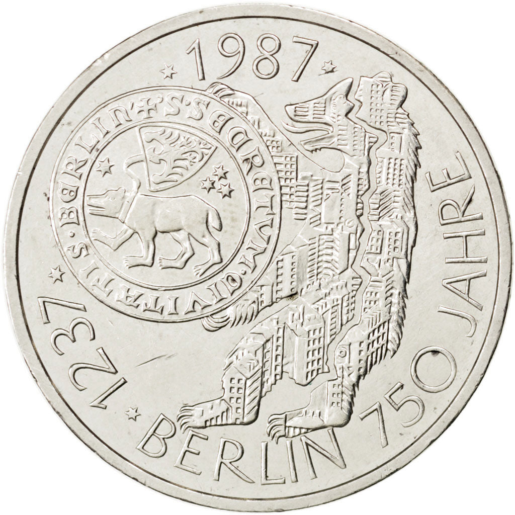 GERMANY - FEDERAL REPUBLIC, 10 Mark, 1987, Karlsruhe, KM #167, MS(65-70),...