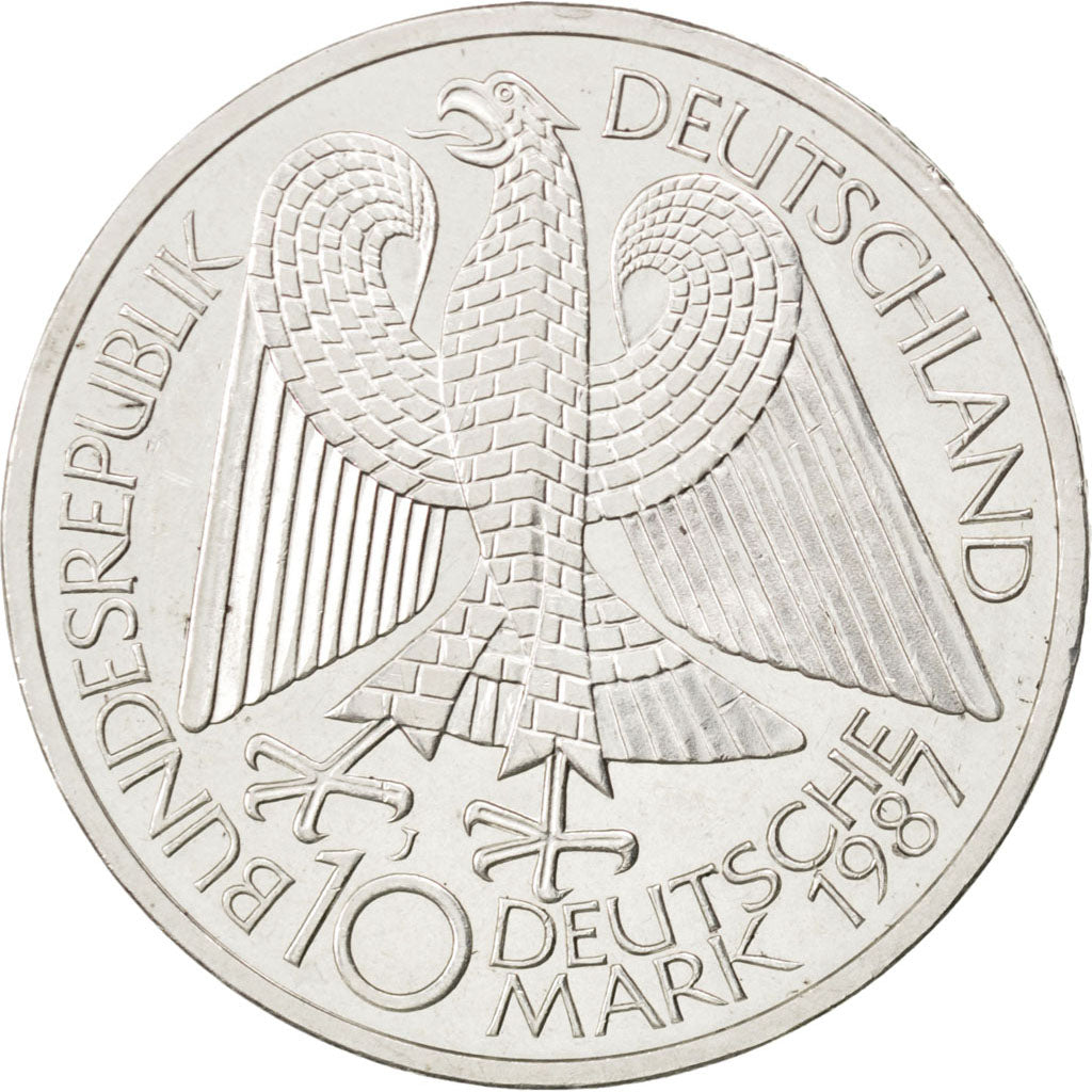 GERMANY - FEDERAL REPUBLIC, 10 Mark, 1987, Karlsruhe, KM #167, MS(65-70),...