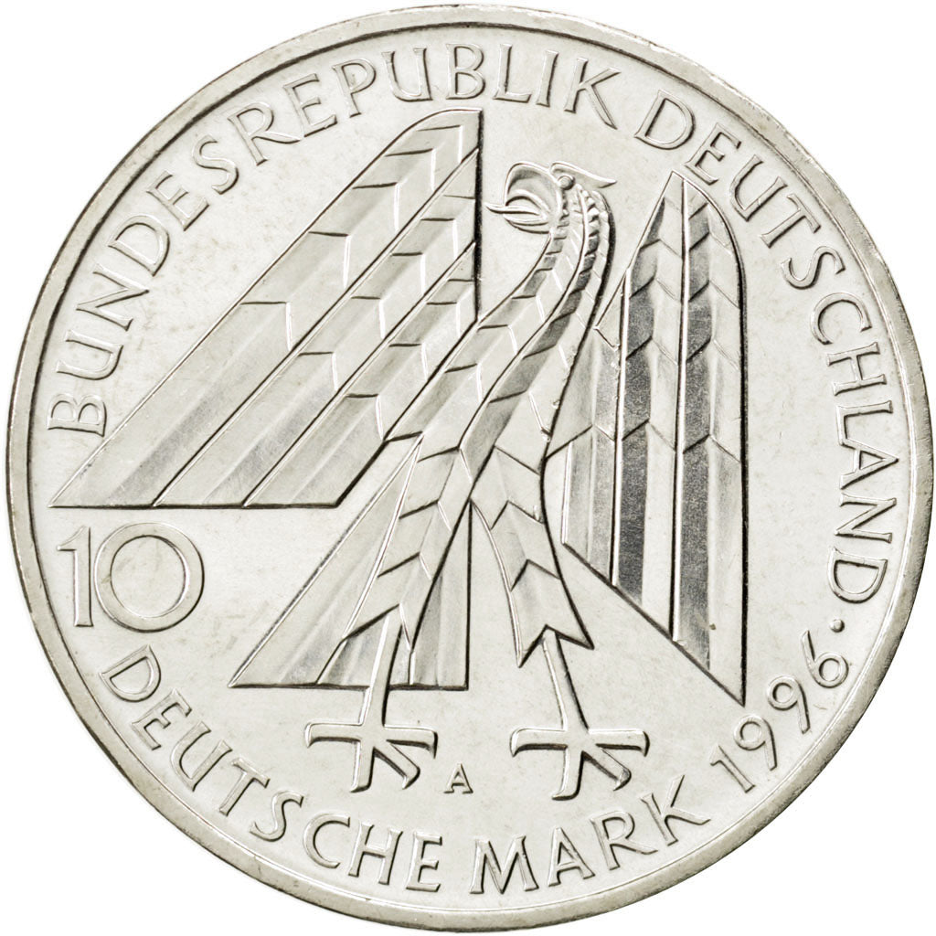 GERMANY - FEDERAL REPUBLIC, 10 Mark, 1996, Berlin, KM #188, MS(65-70), Silver,..
