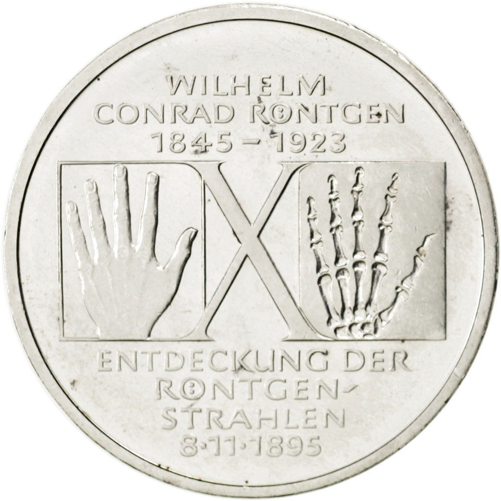 GERMANY - FEDERAL REPUBLIC, 10 Mark, 1995, Munich, KM #187, MS(65-70), Silver,..