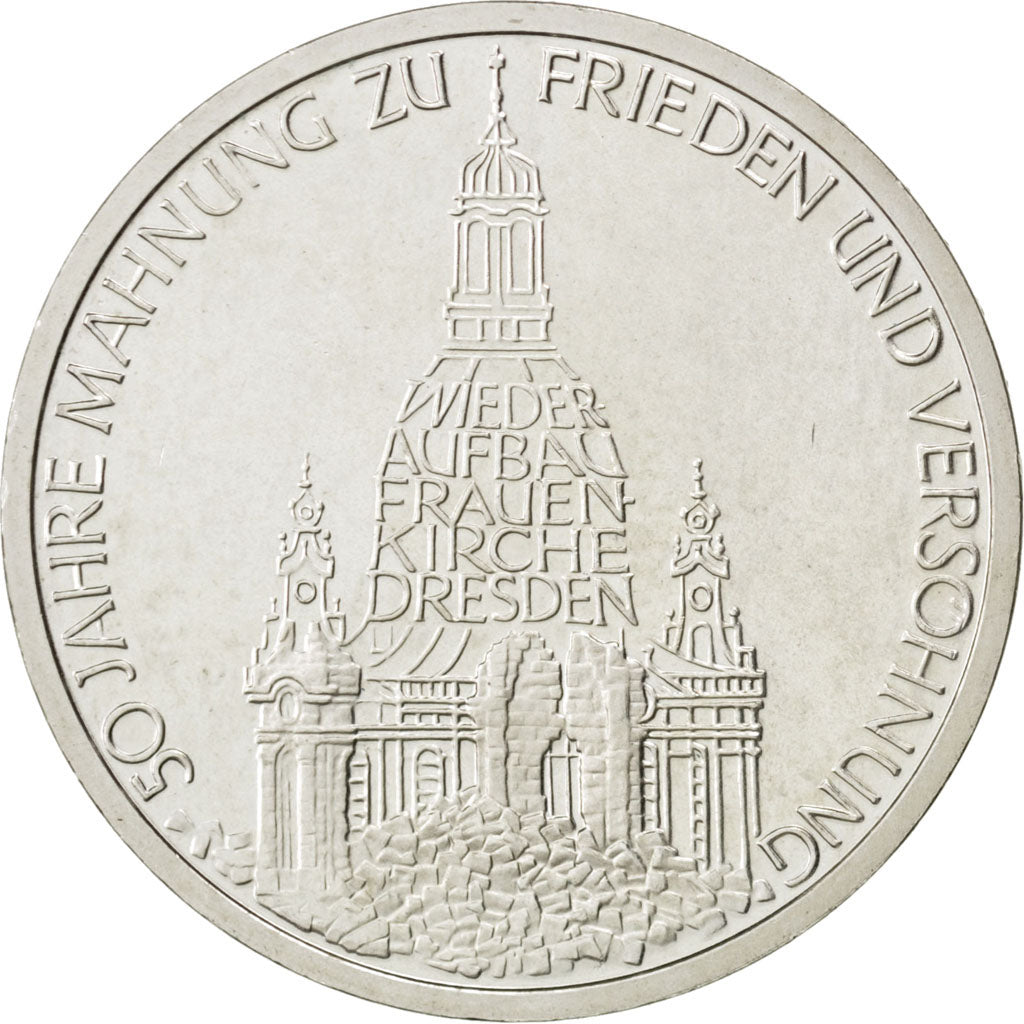 GERMANY - FEDERAL REPUBLIC, 10 Mark, 1995, Hamburg, KM #185, MS(65-70), Silver,.