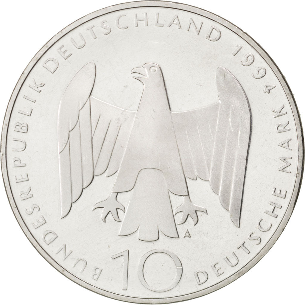 GERMANY - FEDERAL REPUBLIC, 10 Mark, 1994, Berlin, KM #182, MS(65-70), Silver,..