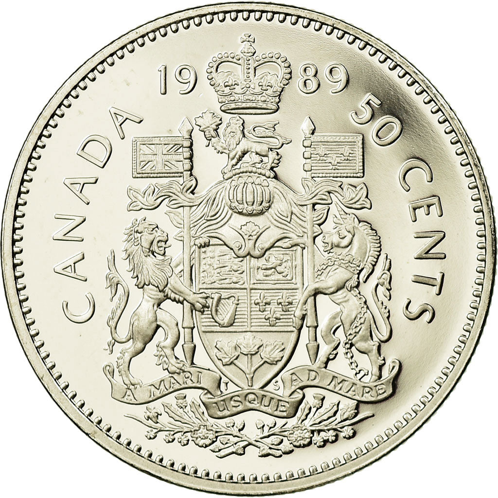 Coin, Canada, Elizabeth II, 50 Cents, 1989, Royal Canadian Mint, Ottawa, Proof