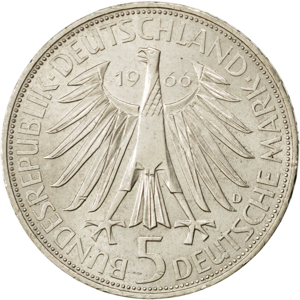 Allemagne, République Fédérale, 5 Mark 1966 D, KM 119.1