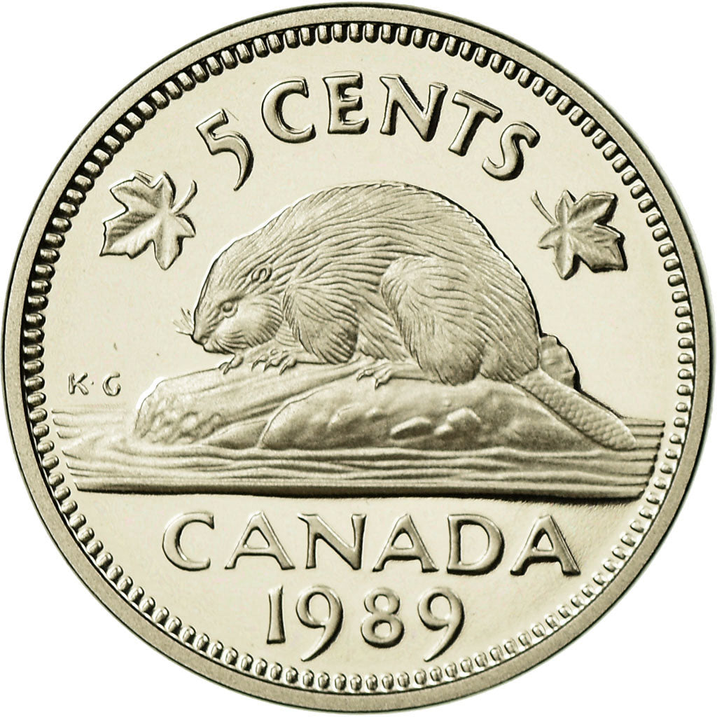 Moneda, Canadá, Elizabeth II, 5 Cents, 1989, Royal Canadian Mint, Ottawa