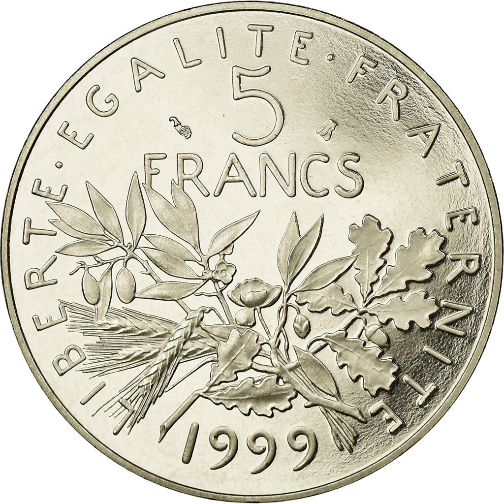 Moneda, Francia, Semeuse, 5 Francs, 1999, Paris, BE, FDC, Níquel recubierto de