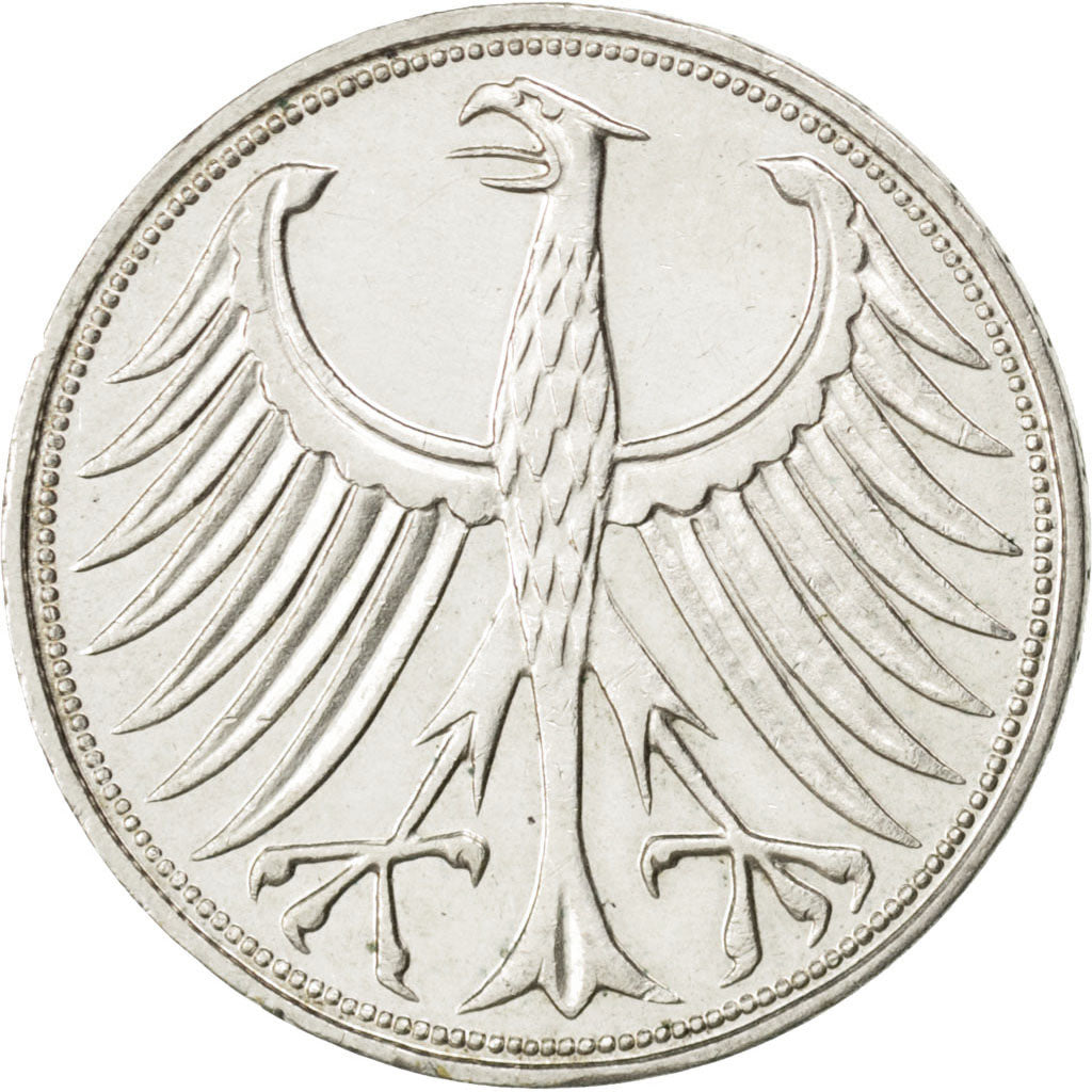 GERMANY - FEDERAL REPUBLIC, 5 Mark, 1969, Hambourg, KM #112.1, AU(55-58),...