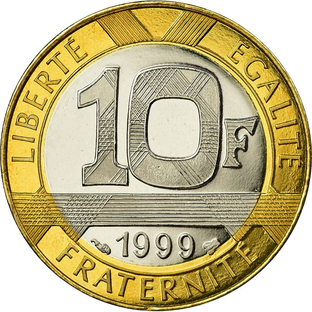 Moeda, França, Génie, 10 Francs, 1999, Paris, BE, MS(65-70), Alumínio-Bronze