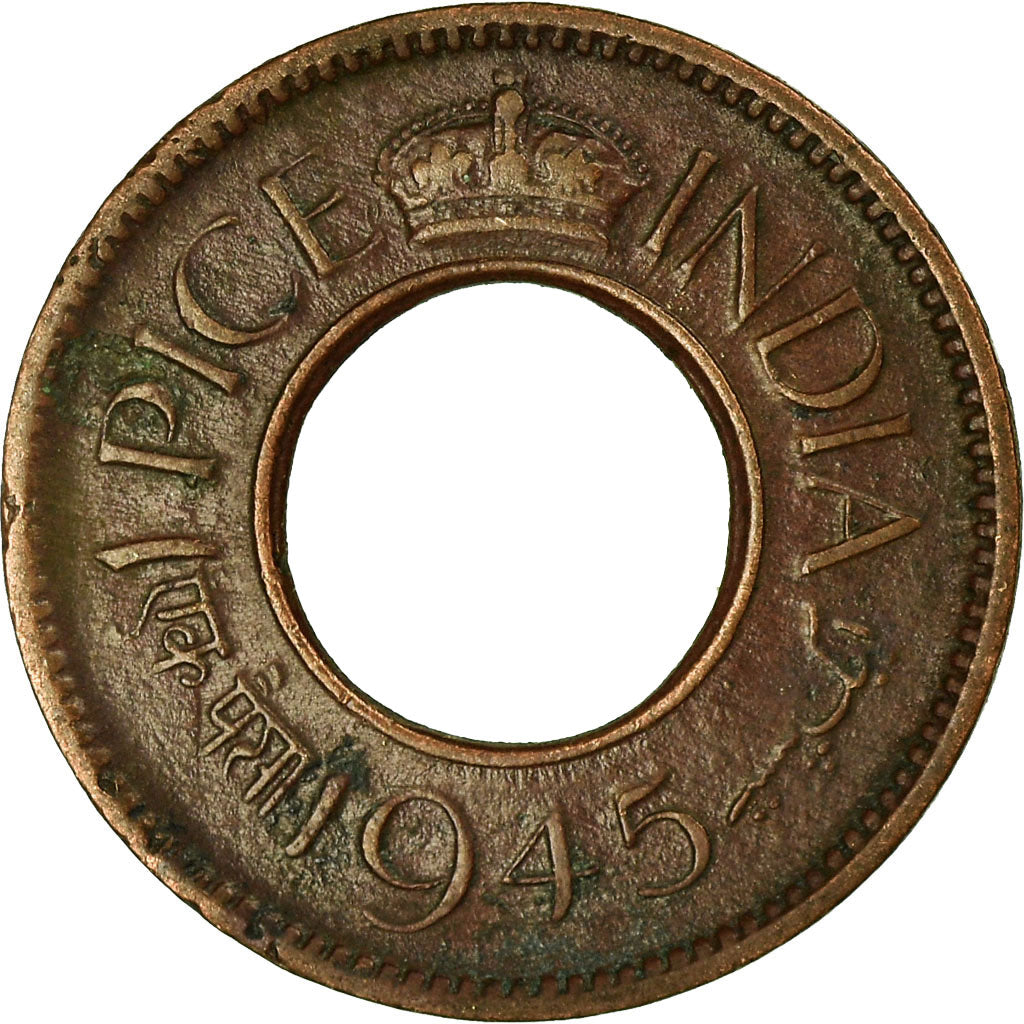Coin, INDIA-BRITISH, George VI, Pice, 1945, EF(40-45), Bronze, KM:533