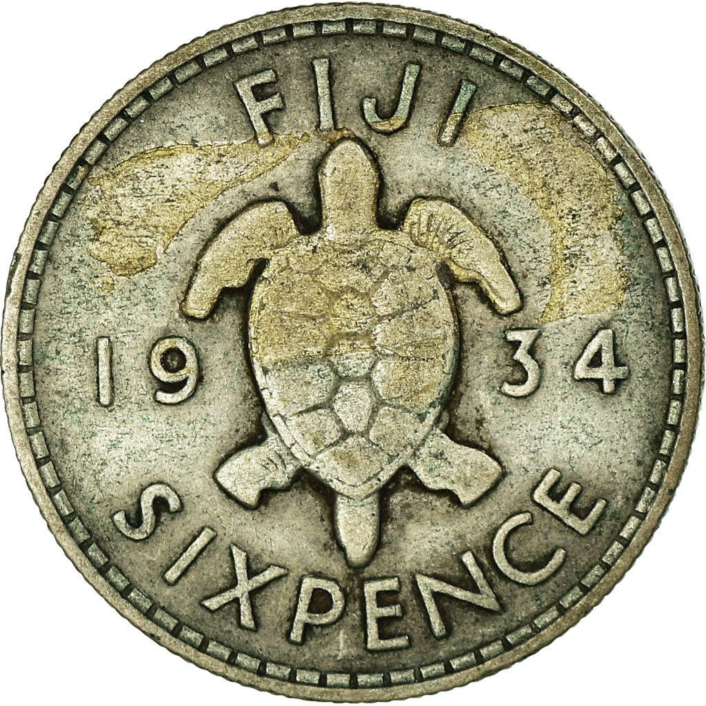 Coin, Fiji, George V, Sixpence, 1934, VF(20-25), Silver, KM:3