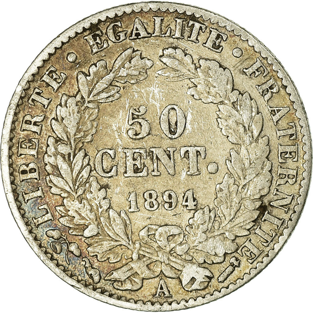 Monnaie, France, Cérès, 50 Centimes, 1894, Paris, TB+, Argent, Gadoury:419a