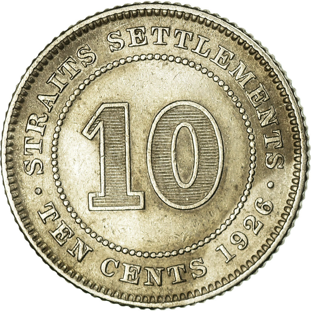 Coin, Straits Settlements, George V, 10 Cents, 1926, EF(40-45), Silver, KM:29b