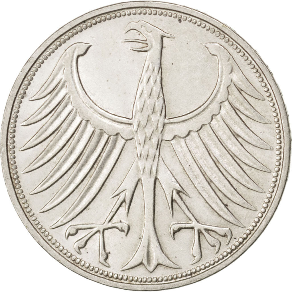 Coin, GERMANY - FEDERAL REPUBLIC, 5 Mark, 1966, Stuttgart, AU(55-58), Silver