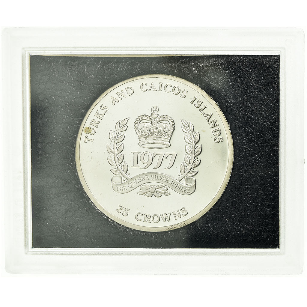 Coin, TURKS & CAICOS ISLANDS, Elizabeth II, 25 Crowns, 1977, Proof, MS(65-70)