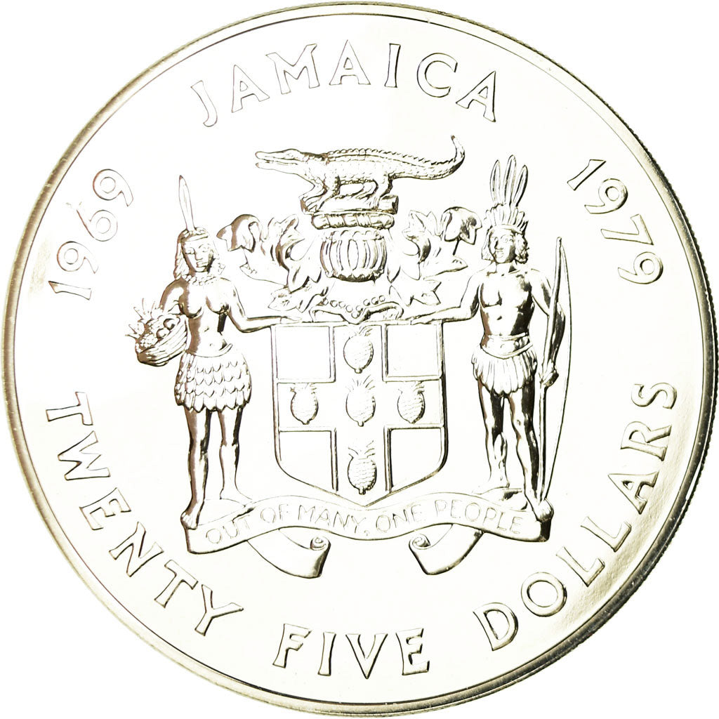Coin, Jamaica, Elizabeth II, 25 Dollars, 1979, Franklin Mint, MS(65-70), Silver