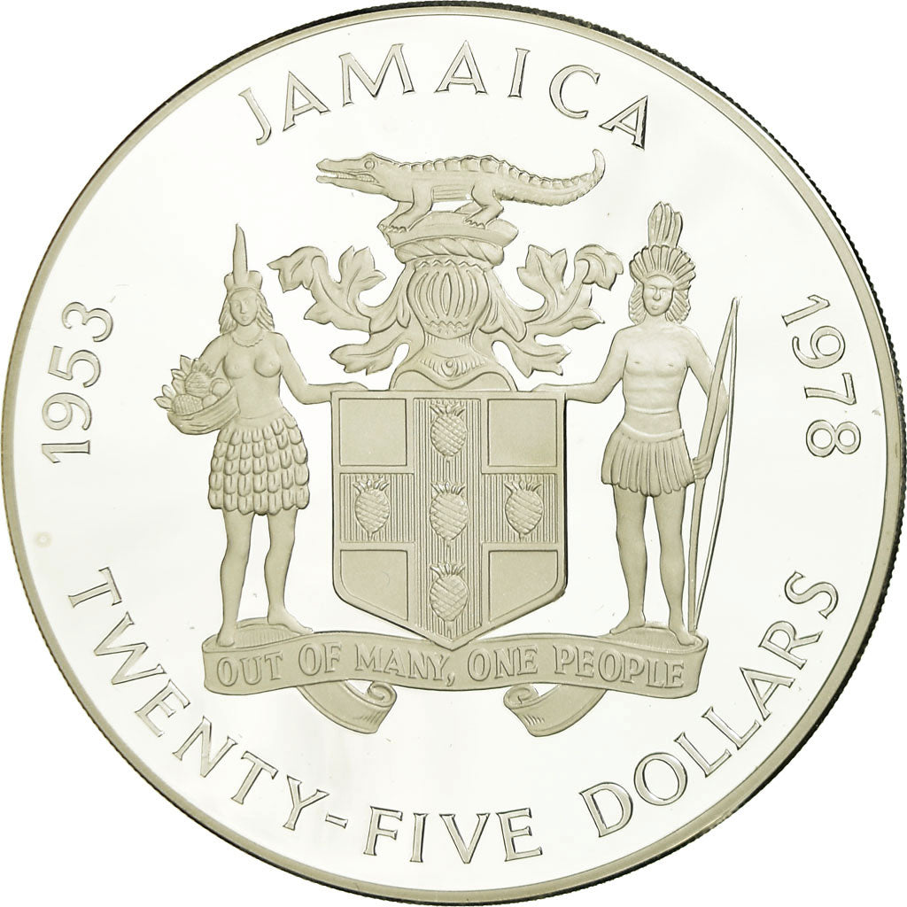 Moeda, Jamaica, Elizabeth II, 25 Dollars, 1978, Franklin Mint, Proof, MS(65-70)
