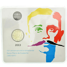 France, 2 Euro, Baron Pierre Coubertin, 2013, BU, MS(65-70), Bi-Metallic