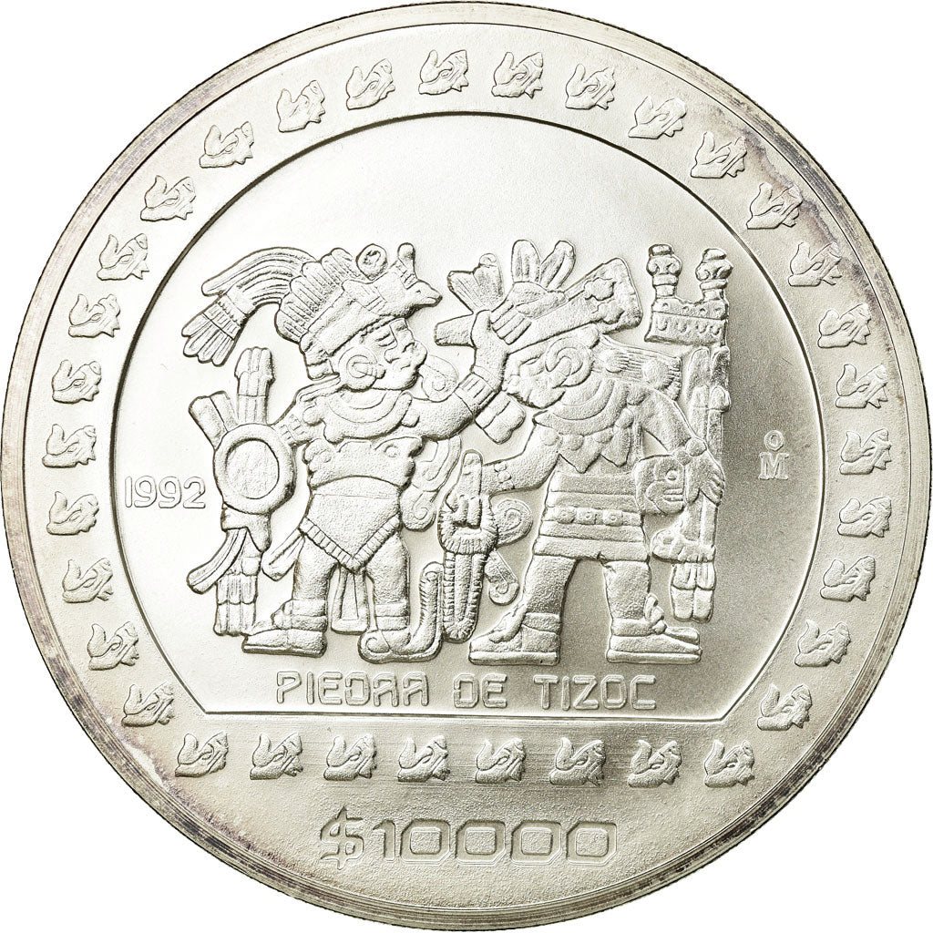 Moneda, México, 10000 Pesos, 1992, Mexico City, SC, Plata, KM:557