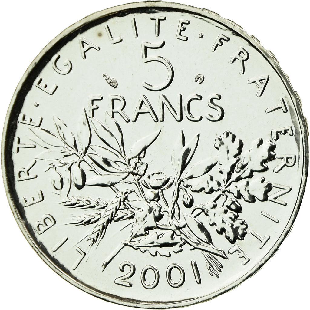 Coin, France, 5 Francs, 2001, Paris, BU, MS(65-70), Silver, KM:1309, Gadoury:771