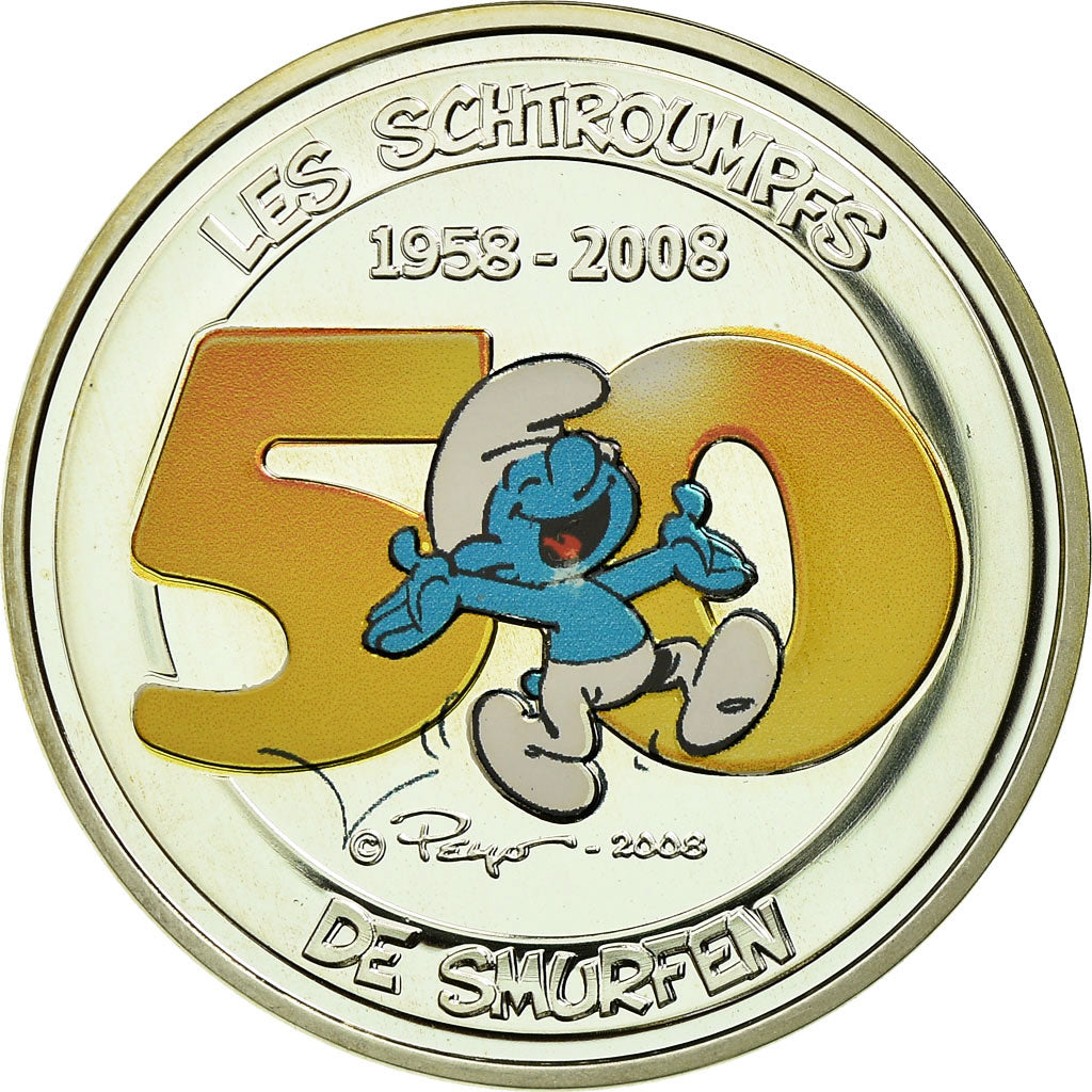 Belgium, 5 Euro, Les Schtroumpfs, 2008, MS(65-70), Silver, KM:270a