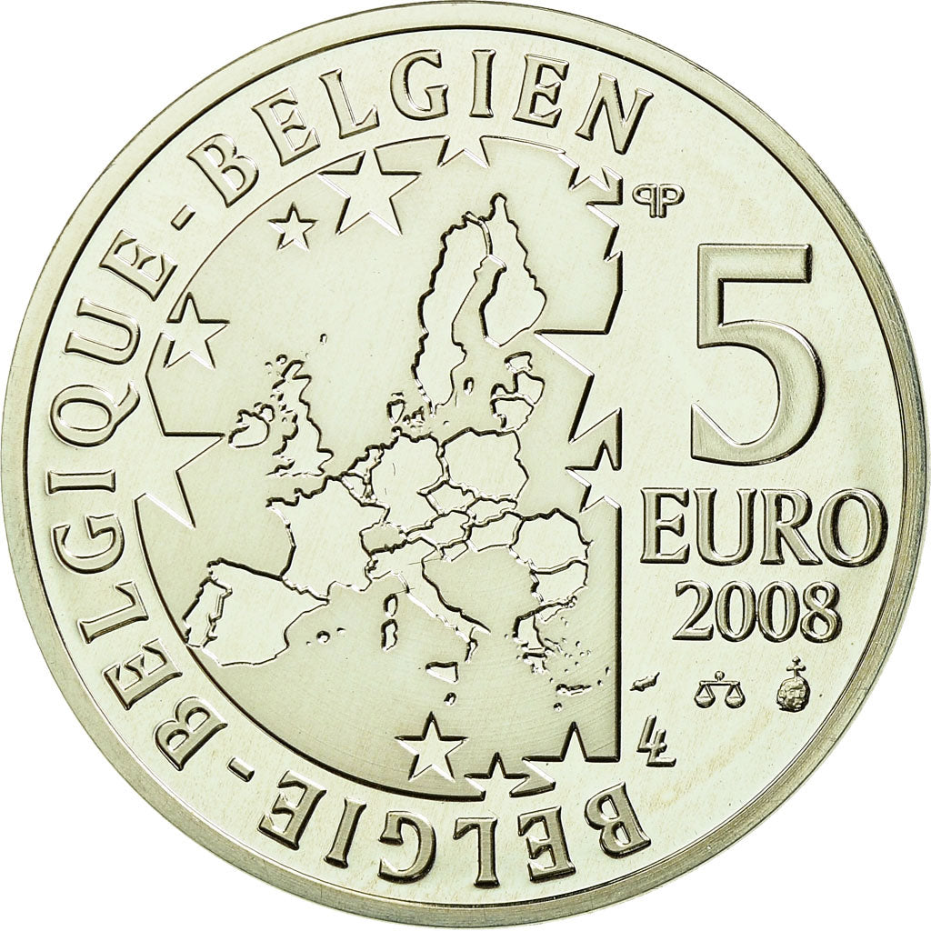 Belgium, 5 Euro, Les Schtroumpfs, 2008, MS(65-70), Silver, KM:270a