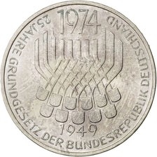 GERMANY - FEDERAL REPUBLIC, 5 Mark, 1974, Stuttgart, KM #138, MS(65-70),...