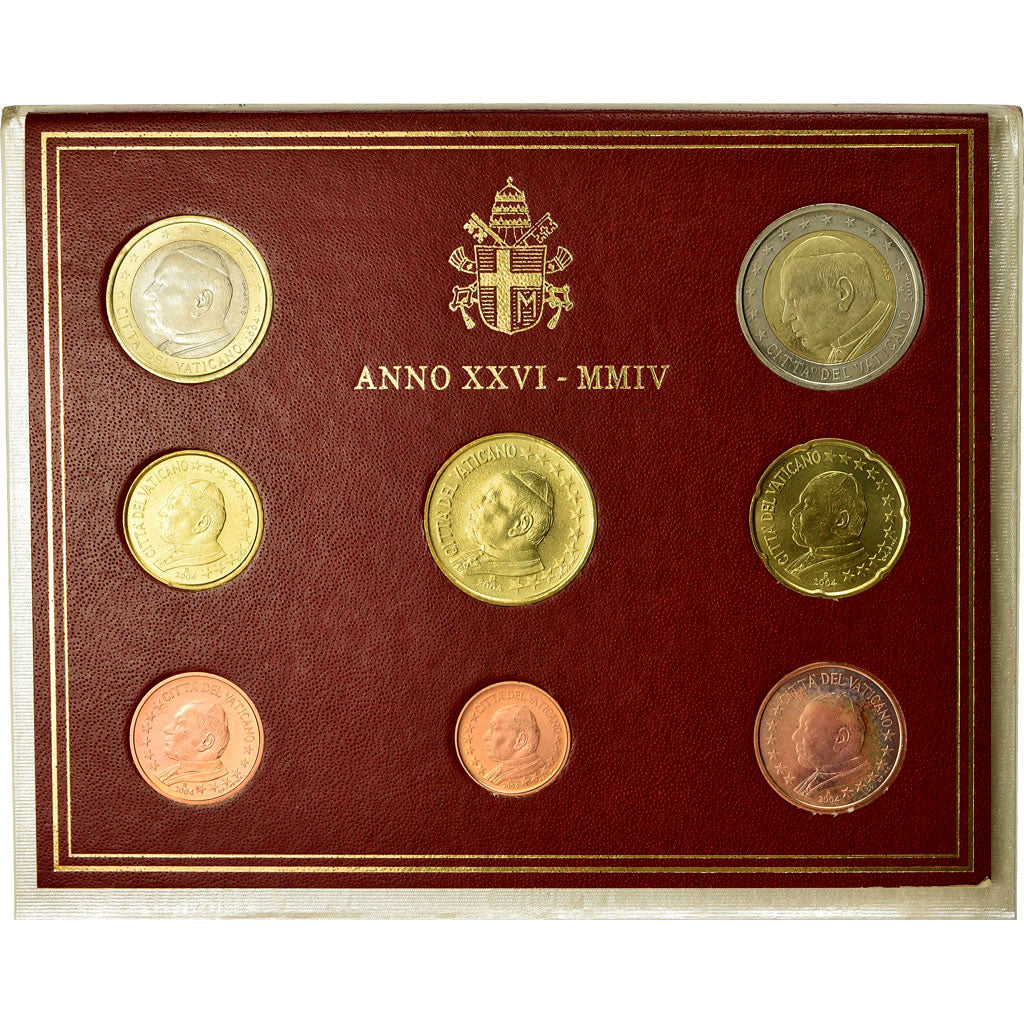 Watykan, 1 Cent to 2 Euro, Jean-Paul II, 2004, Rome, MS(65-70), ND