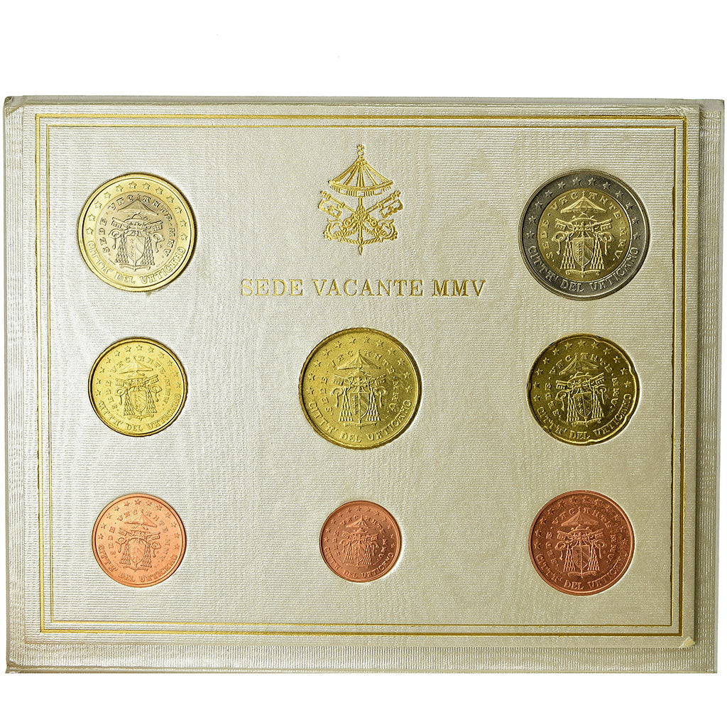 Vaticano, 1 Cent to 2 Euro, Siège Vacant, 2005, FDC, N.C.
