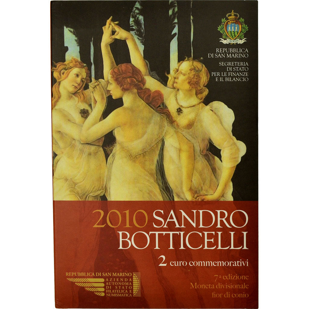 San Marino, 2 Euro, Sandro Botticelli, 2010, MS(65-70), Bi-Metallic, KM:494