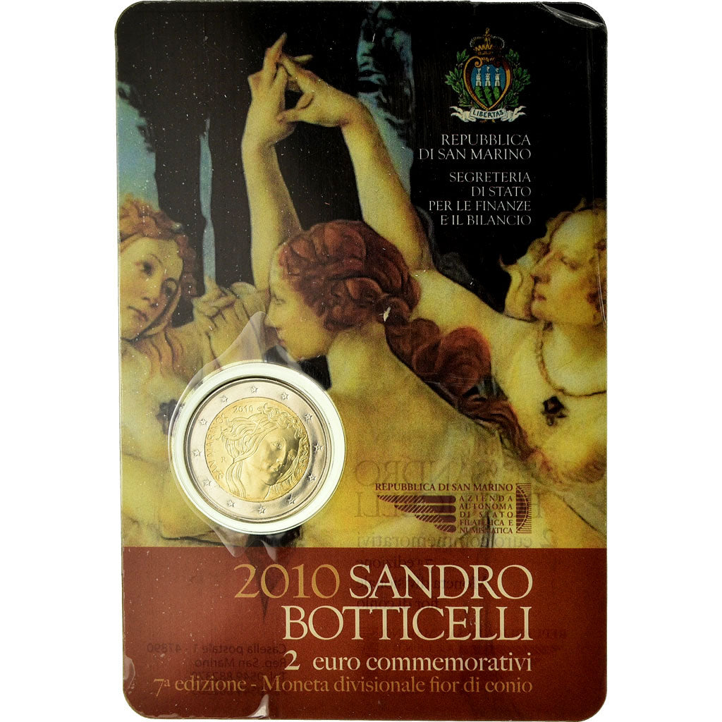 San Marino, 2 Euro, Sandro Botticelli, 2010, MS(65-70), Bi-Metallic, KM:494