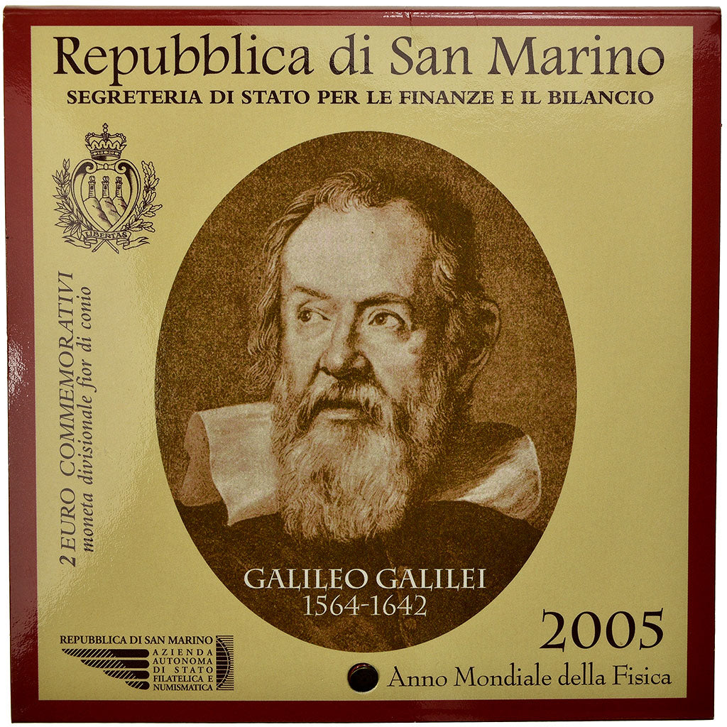 San Marino, 2 Euro, Galileo Galilei, 2005, FDC, Bi-Metallic, KM:469