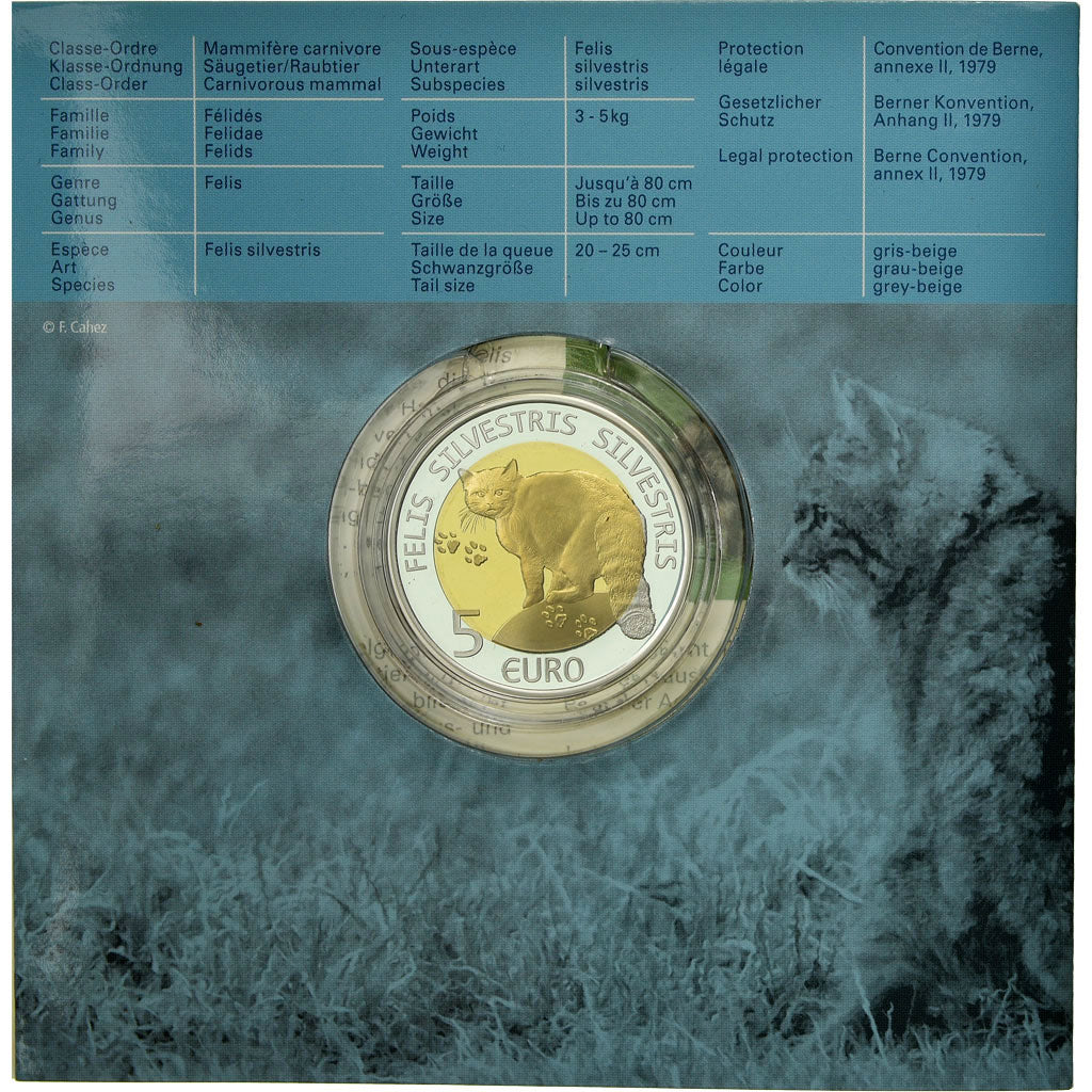 Luxembourg, 5 Euro, Chat sauvage, 2015, Proof, MS(65-70), Bi-Metallic