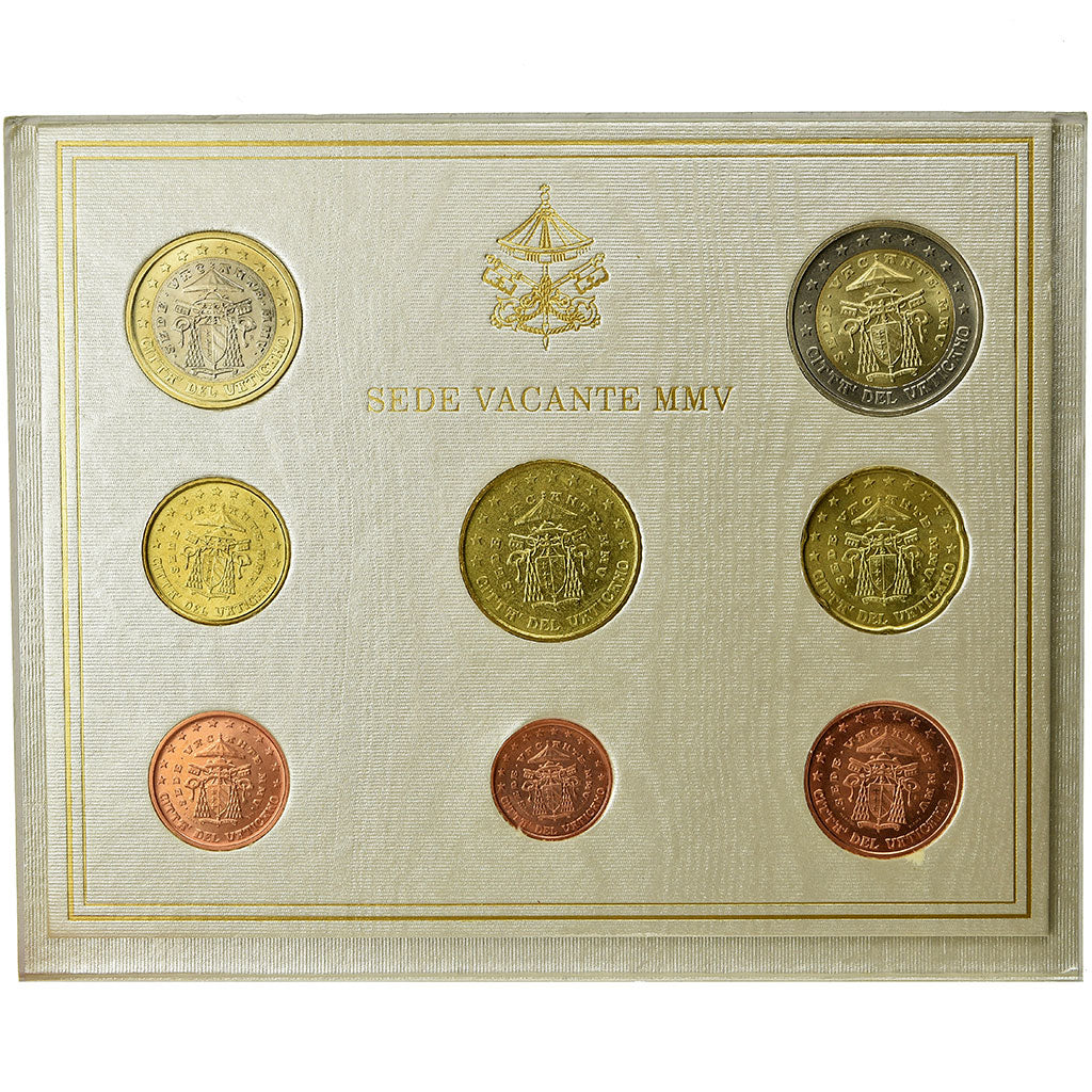 Vaticano, 1 Cent to 2 Euro, Siège Vacant, 2005, BU, FDC, N.C.