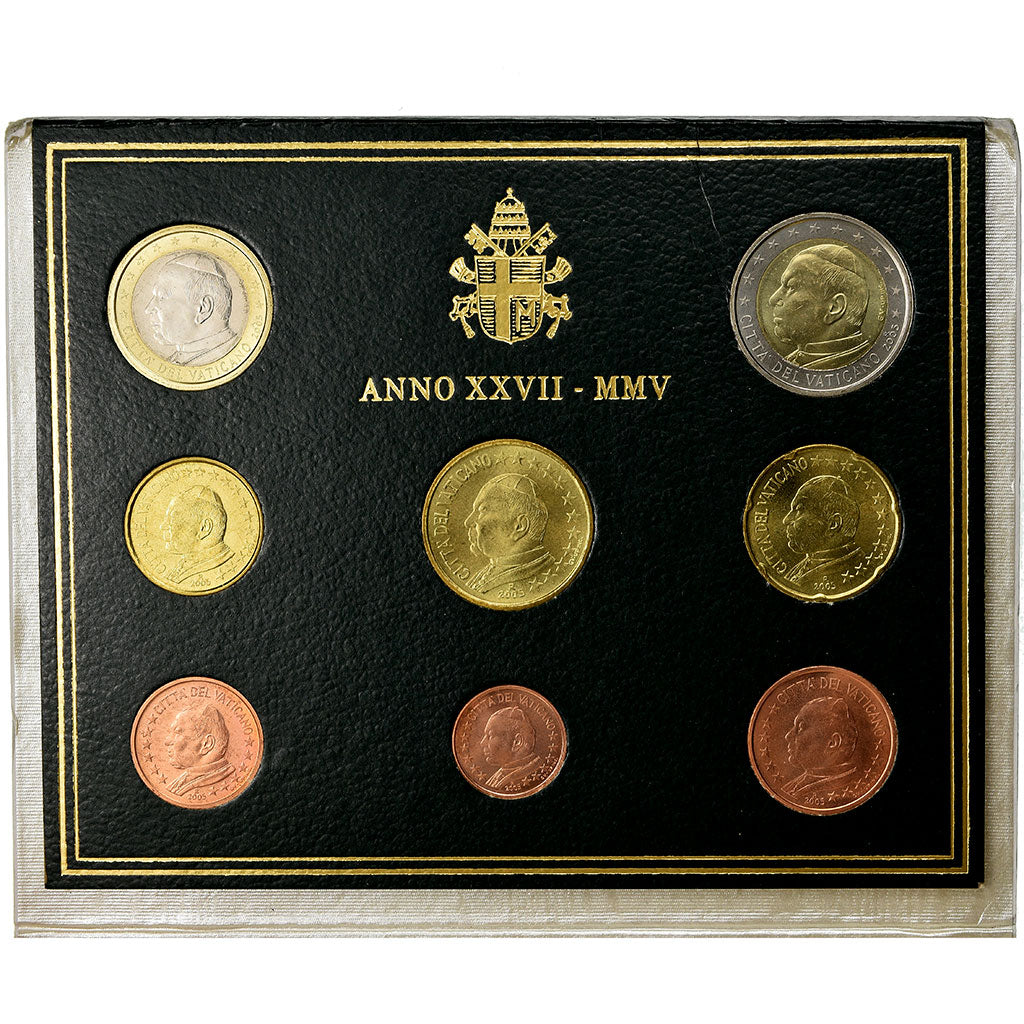 Vaticano, 1 Cent to 2 Euro, 2005, BU, FDC, N.C.
