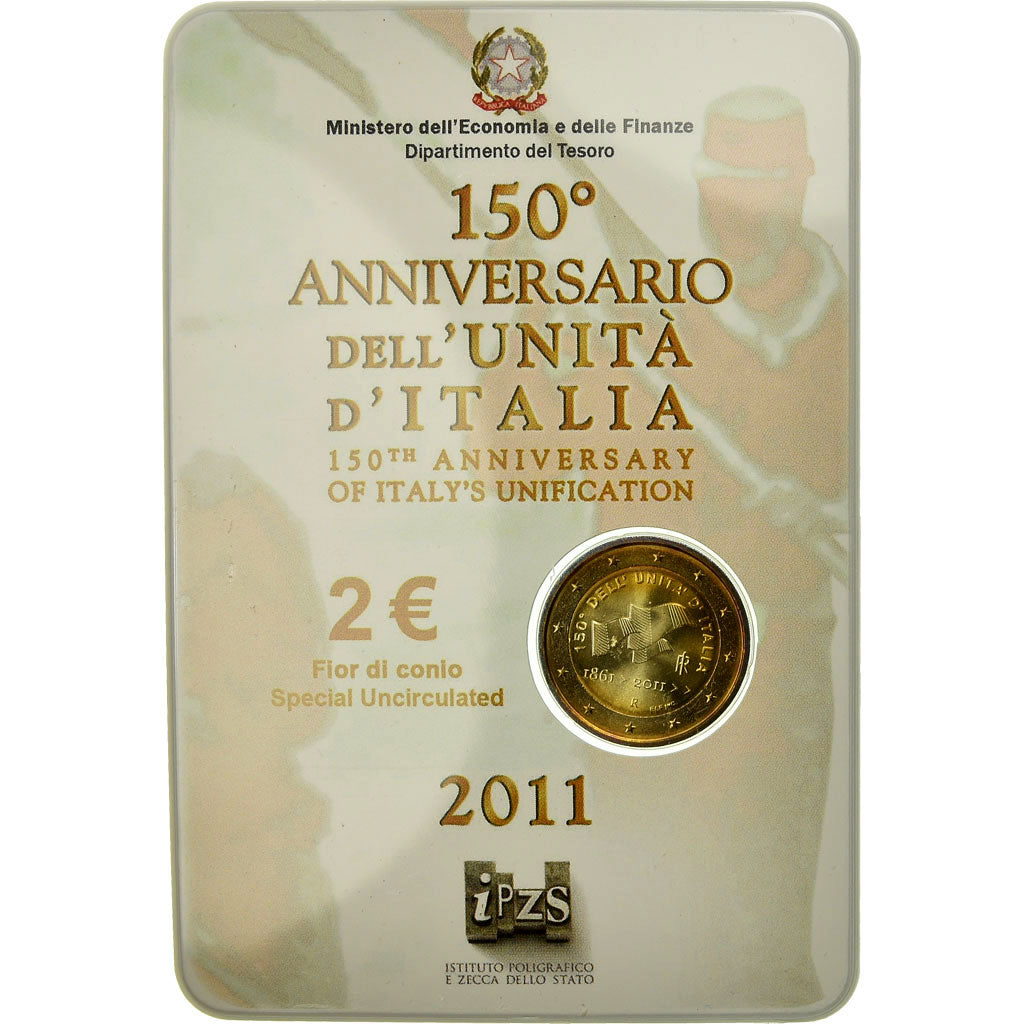 Italy, 2 Euro, italian unification 150 th anniversary, 2011, BU, MS(65-70)
