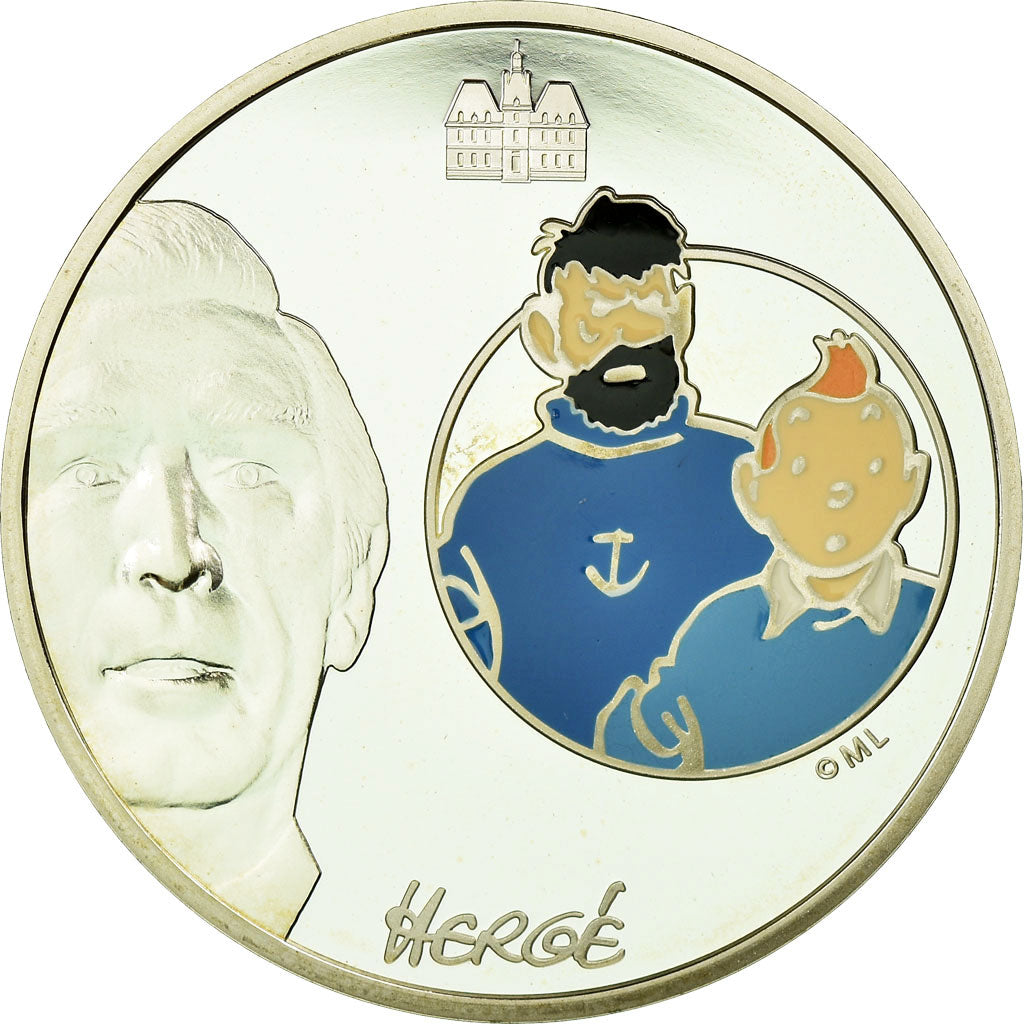 France, 1-1/2 Euro, Tintin et le Capitaine Haddock, 2007, BE, FDC, Argent