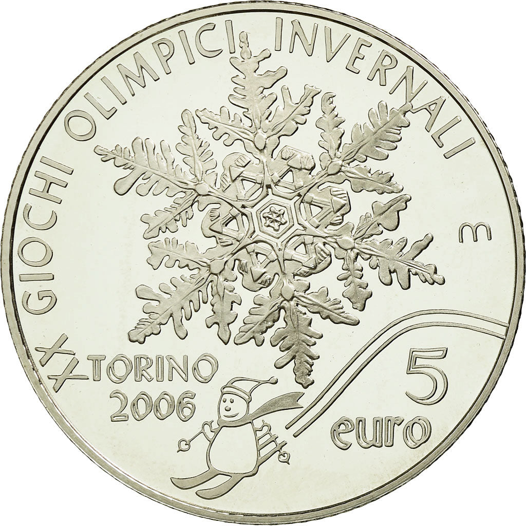 San Marino, 5 Euro, Jeux olympiques de Turin, 2006, Proof, MS(65-70), Silver