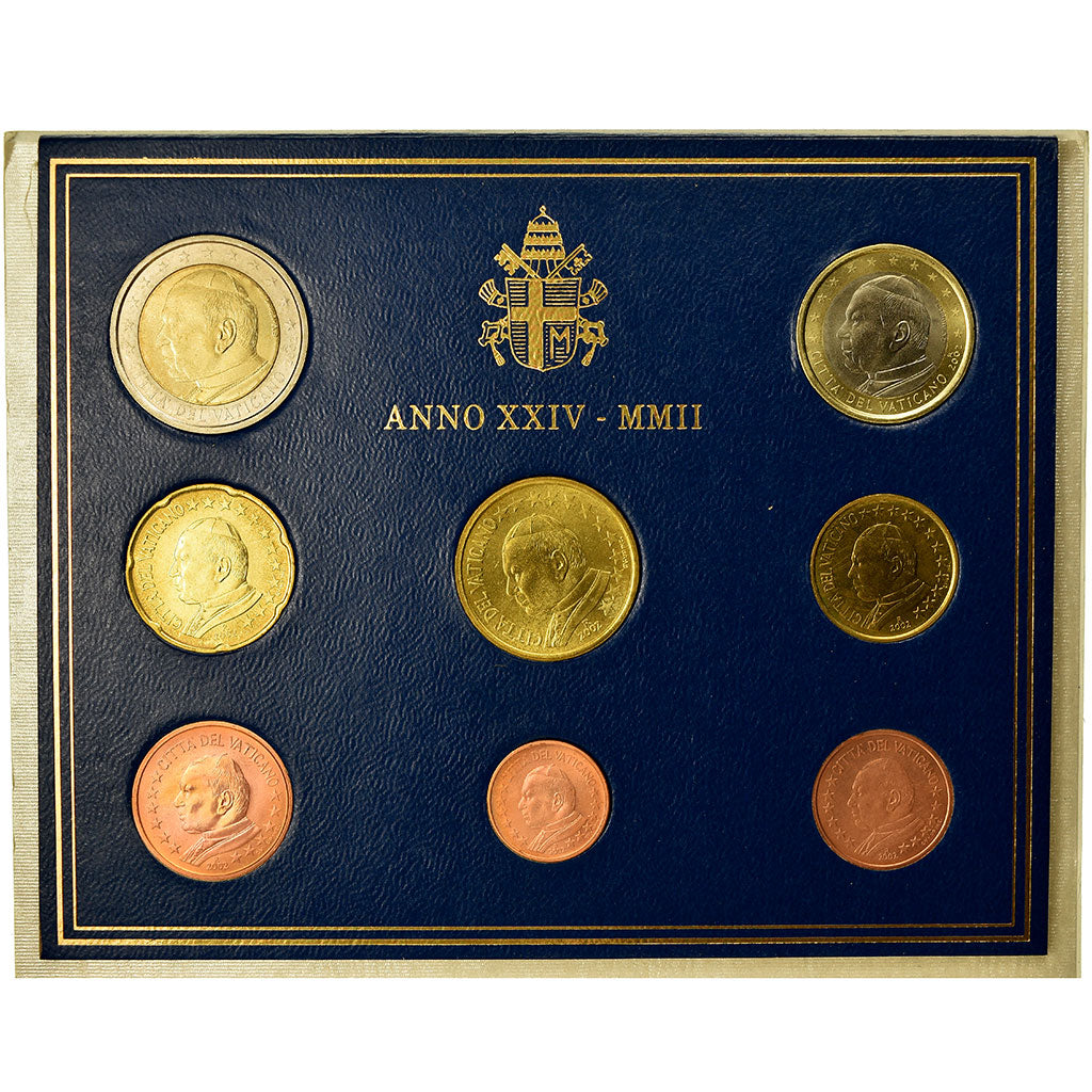 Vatican, 1 Cent to 2 Euro, Jean-Paul II, 2002, MS(65-70)