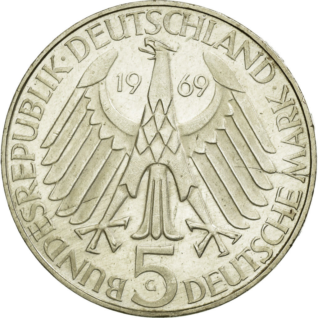 Coin, GERMANY - FEDERAL REPUBLIC, 5 Mark, 1969, Karlsruhe, Germany, MS(65-70)