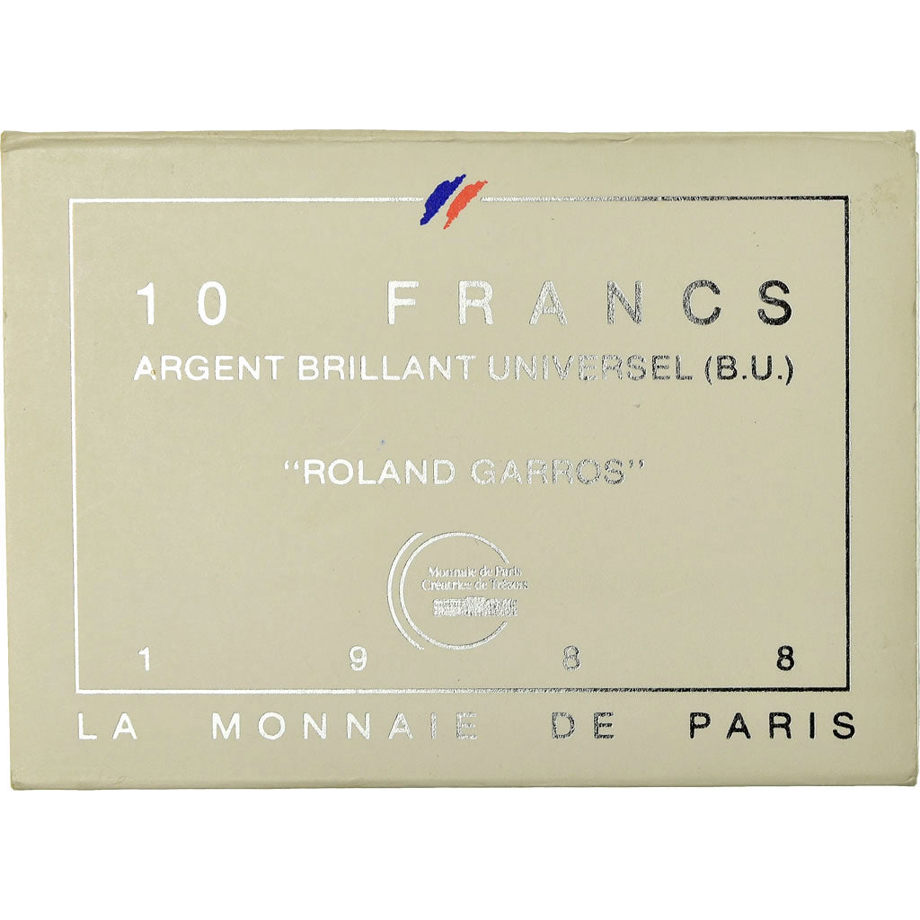 Coin, France, Roland Garros, 10 Francs, 1988, Paris, BU, MS(65-70), Silver
