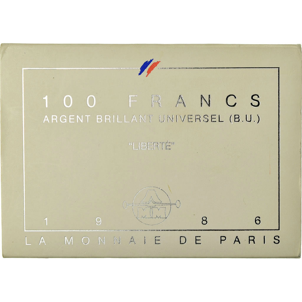 Monnaie, France, Statue de la Liberté, 100 Francs, 1986, BU, FDC, Argent