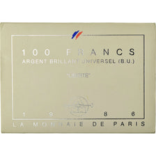 Monnaie, France, Statue de la Liberté, 100 Francs, 1986, BU, FDC, Argent