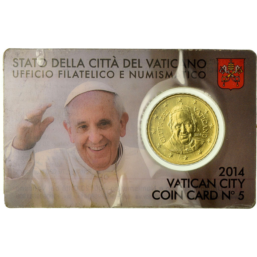 VATICAN CITY, 50 Euro Cent, 2014, Coin card, MS(65-70), Brass