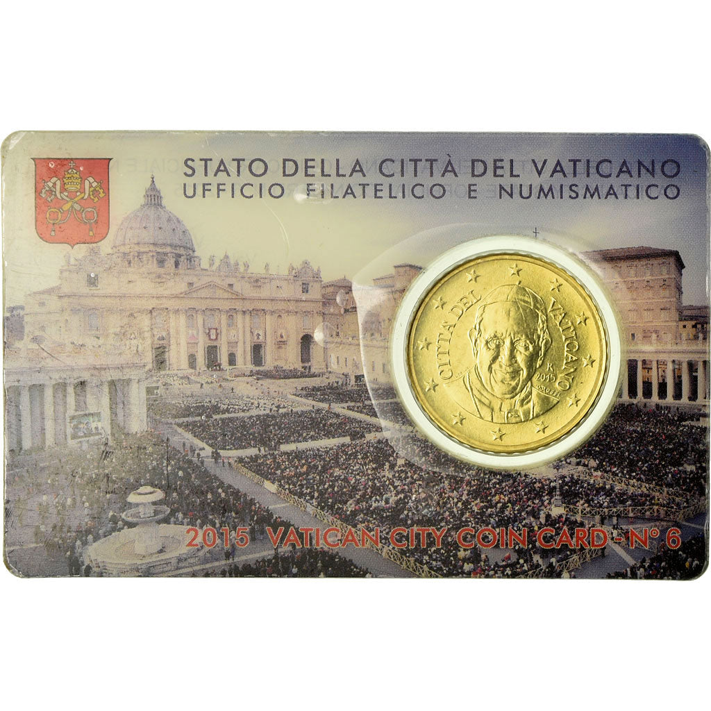 VATICAN CITY, 50 Euro Cent, 2015, Coin card, MS(65-70), Brass